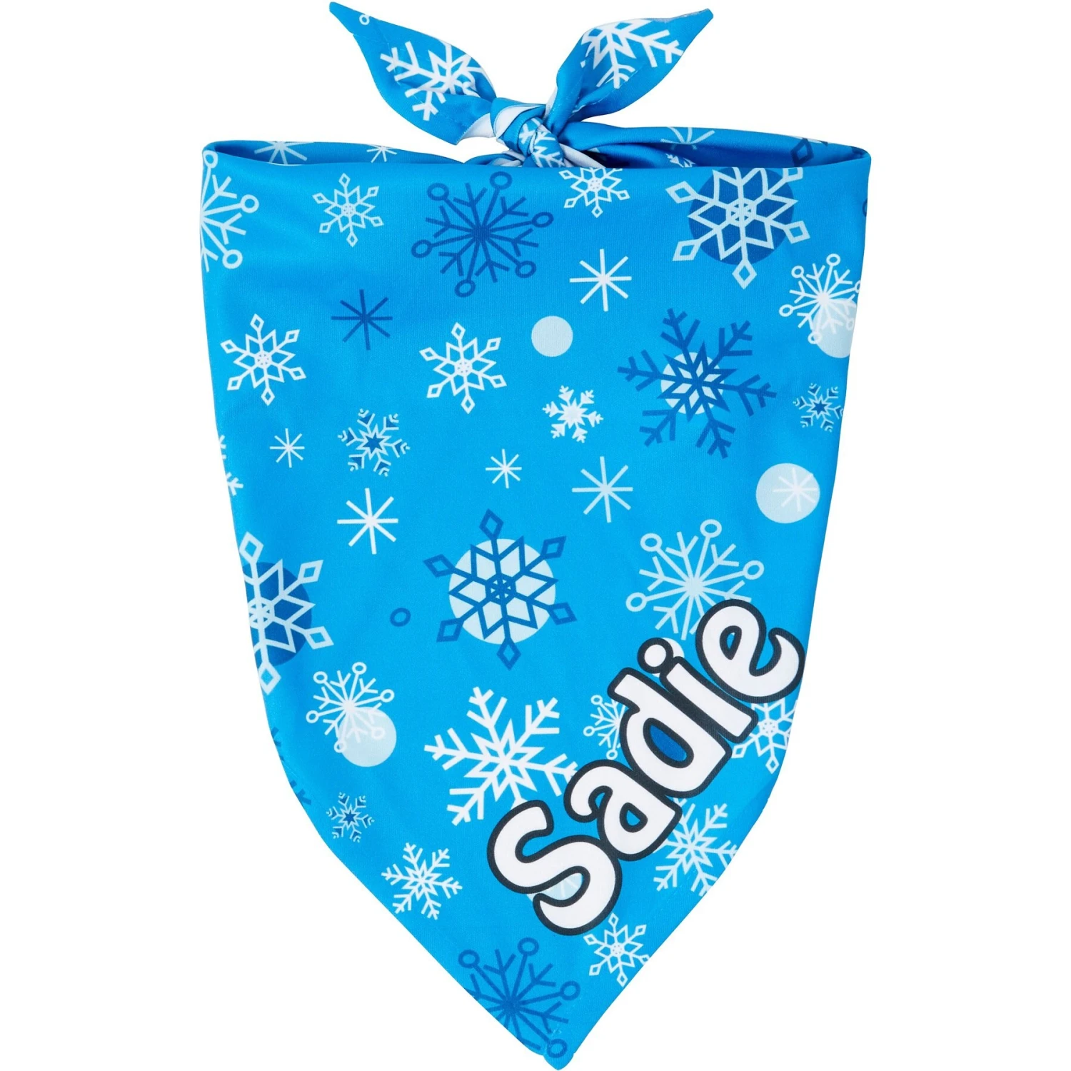 Frisco Blue Snowflakes Personalized Dog & Cat Bandana 1 Frisco Blue Snowflakes Personalized Dog & Cat Bandana