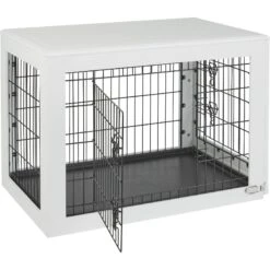 Frisco Double Door Furniture Style Dog Crate, White -Chic Pet Supplies 253029 PT5. AC SS1800 V1617037661