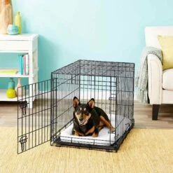 Frisco Heavy Duty Fold & Carry Single Door Collapsible Wire Dog Crate & Frisco Quilted Dog Crate Mat 7 Frisco Heavy Duty Fold & Carry Single Door Collapsible Wire Dog Crate & Frisco Quilted Dog Crate Mat -Chic Pet Supplies 255551 PT2. AC SS1800 V1604096511