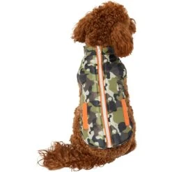 Chic Pet Supplies 45 Frisco Mediumweight Camo Print Insulated Dog & Cat Zippered Coat, Green