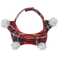 Frisco Red Plaid Guinea Pig Ruffle Collar With Pom Poms -Chic Pet Supplies 276180 PT4. AC SS1800 V1631303135