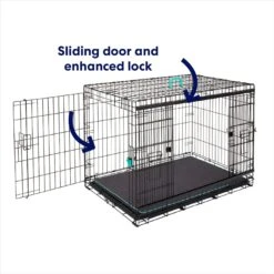 Frisco Heavy Duty Enhanced Lock Sliding Double Door Fold & Carry Wire Dog Crate & Mat Kit -Chic Pet Supplies 297461 PT3. AC SS1800 V1633114897