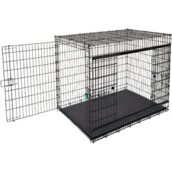 Frisco Heavy Duty Enhanced Lock Sliding Double Door Fold & Carry Wire Dog Crate & Mat Kit, 54 Inch -Chic Pet Supplies 297463 PT6. AC SS1800 V1633115115