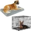 Frisco Eyelash Orthopedic Dog Crate Mat & Frisco Fold & Carry Single Door Collapsible Wire Dog Crate