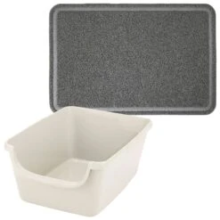 Chic Pet Supplies 53 Frisco High Sided Cat Litter Box, Extra Large & Frisco Rectangular Cat Litter Mat