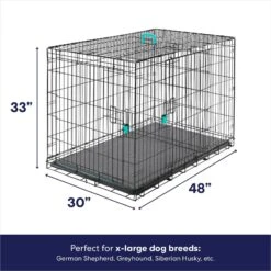 Frisco Heavy Duty Enhanced Lock Double Door Fold & Carry Wire Dog Crate & Mat Kit & MidWest Quiet Time Fleece Dog Crate Mat -Chic Pet Supplies 947398 PT2. AC SS1800 V1693602742