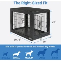 Frisco Double Door Furniture Style Dog Crate, Black & Frisco Swirl Dog Crate Mat -Chic Pet Supplies 947710 PT2. AC SS1800 V1693920105